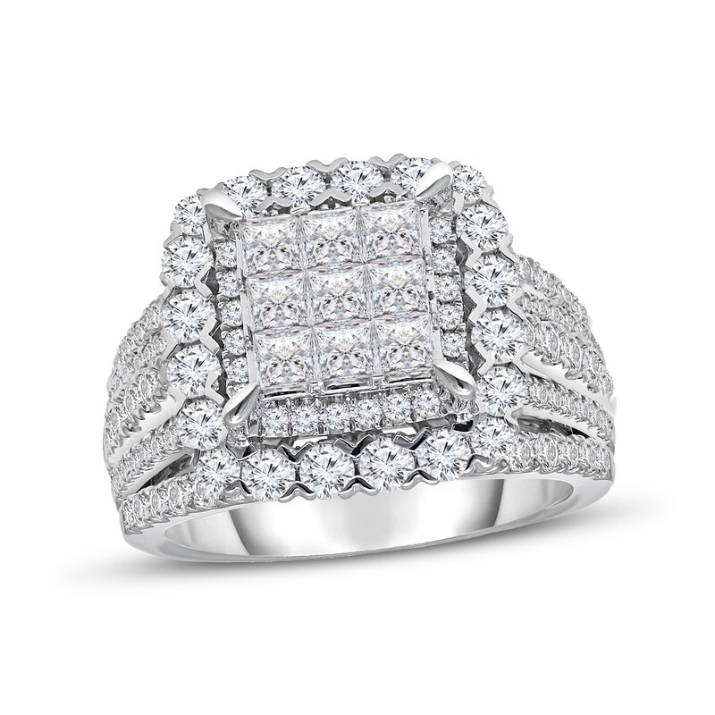 Diamond Engagement Ring 3 ct tw Princess & Round 10K White Gold