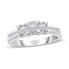 Three Stone Diamond Engagement Ring 1/2 ct tw Princess & Round 10K White Gold
