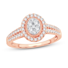 Now + Forever Multi-Diamond Engagement Ring 1/2 ct tw Round-cut 10K Rose Gold