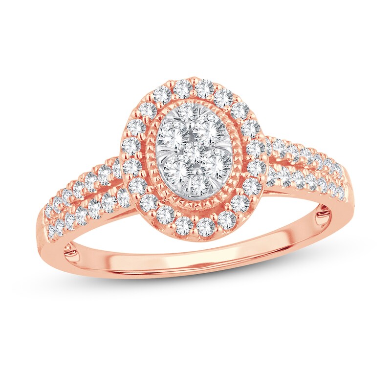 Main Image 1 of Now + Forever Multi-Diamond Engagement Ring 1/2 ct tw Round-cut 10K Rose Gold