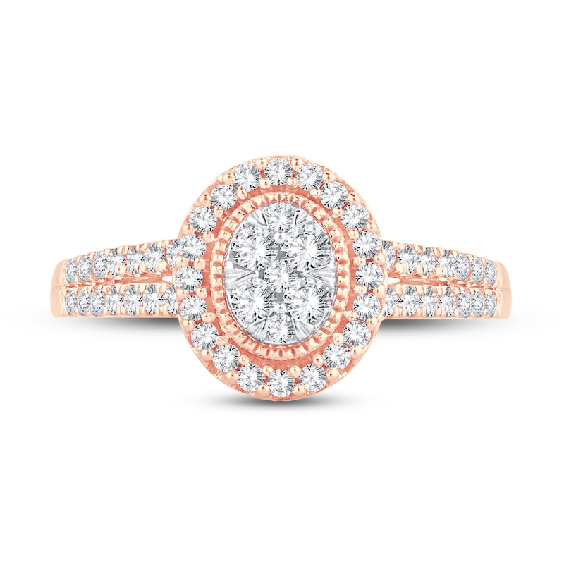 Main Image 3 of Now + Forever Multi-Diamond Engagement Ring 1/2 ct tw Round-cut 10K Rose Gold