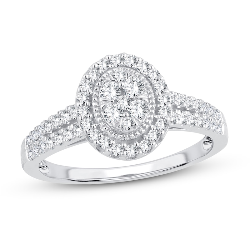 Main Image 1 of Now + Forever Multi-Diamond Engagement Ring 1/2 ct tw Round-cut 10K White Gold