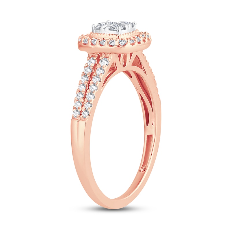 Main Image 2 of Now + Forever Multi-Diamond Engagement Ring 1/2 ct tw Round-cut 10K Rose Gold