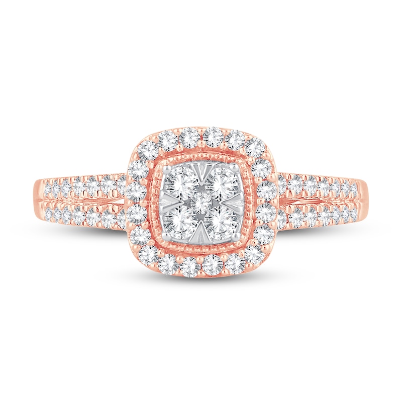 Main Image 3 of Now + Forever Multi-Diamond Engagement Ring 1/2 ct tw Round-cut 10K Rose Gold