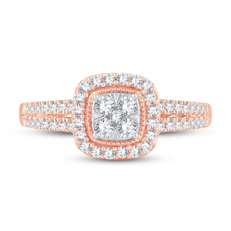 Multi-Diamond Engagement Ring 1/2 ct tw Round-cut 10K Rose Gold | Kay