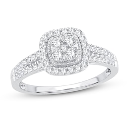 Now + Forever Multi-Diamond Engagement Ring 1/2 ct tw Round-cut 10K White Gold