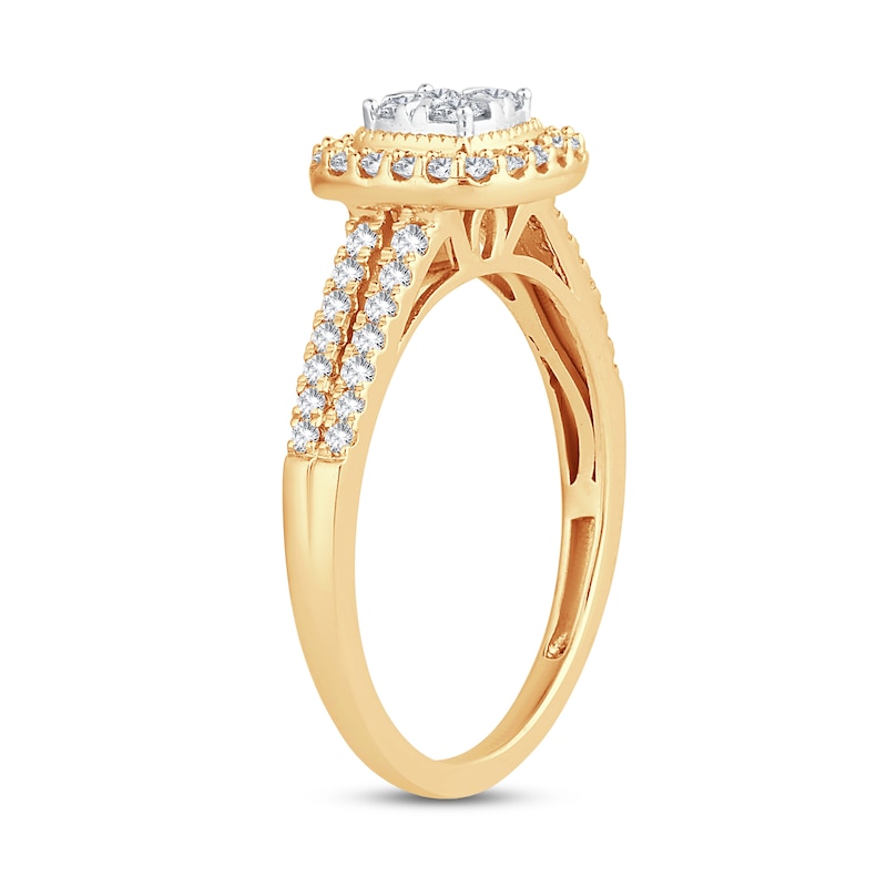 Main Image 2 of Now + Forever Multi-Diamond Engagement Ring 1/2 ct tw Round-cut 10K Yellow Gold