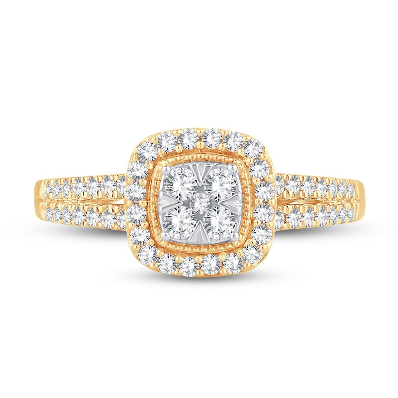 Main Image 3 of Now + Forever Multi-Diamond Engagement Ring 1/2 ct tw Round-cut 10K Yellow Gold