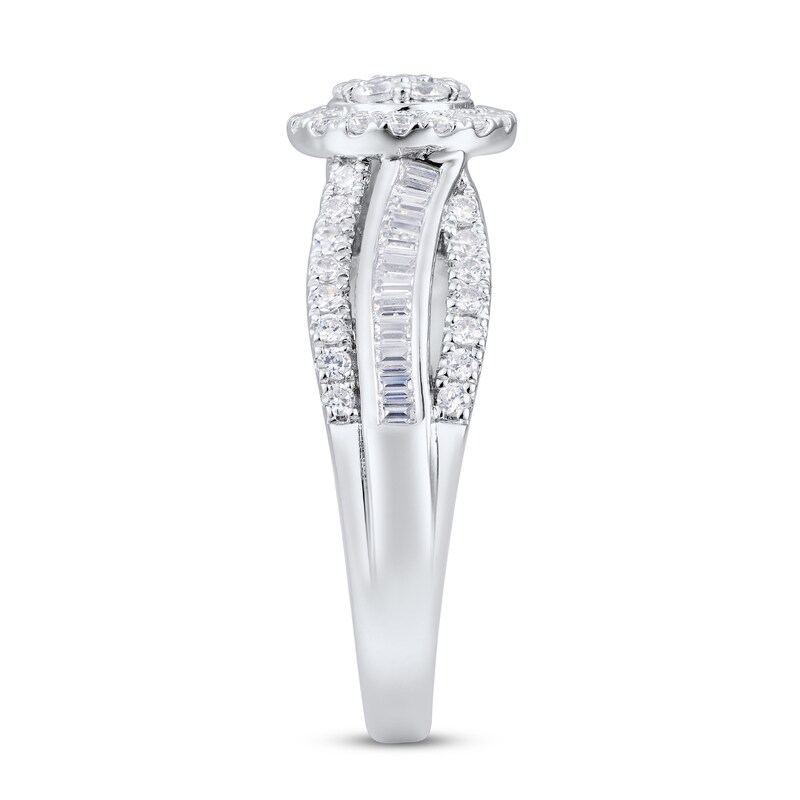 Main Image 2 of Now + Forever Multi-Diamond Engagement Ring 5/8 ct tw Round & Baguette 14K White Gold