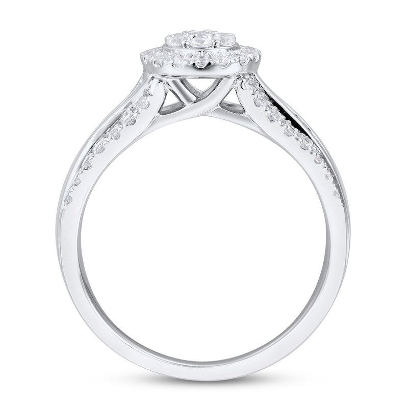 Main Image 3 of Now + Forever Multi-Diamond Engagement Ring 5/8 ct tw Round & Baguette 14K White Gold