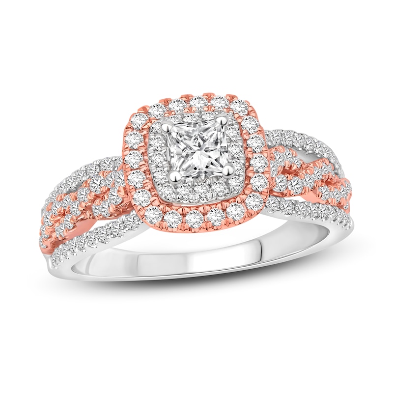 Main Image 1 of Now + Forever Diamond Engagement Ring 1 ct tw Princess & Round 14K Two-Tone Gold