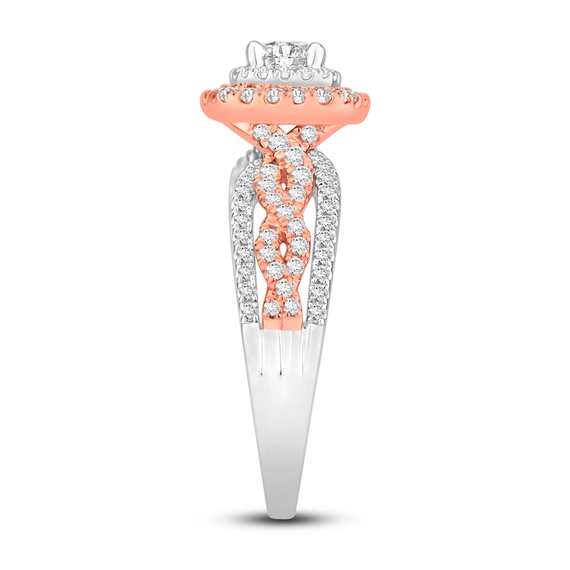 Diamond Engagement Ring 1 ct tw Princess & Round 14K Two-Tone Gold