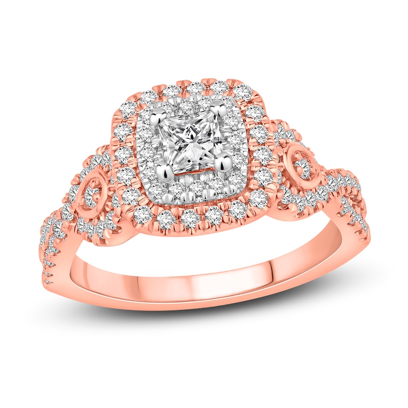 Main Image 1 of Now + Forever Diamond Engagement Ring 1 ct tw Princess & Round 14K Two-Tone Gold
