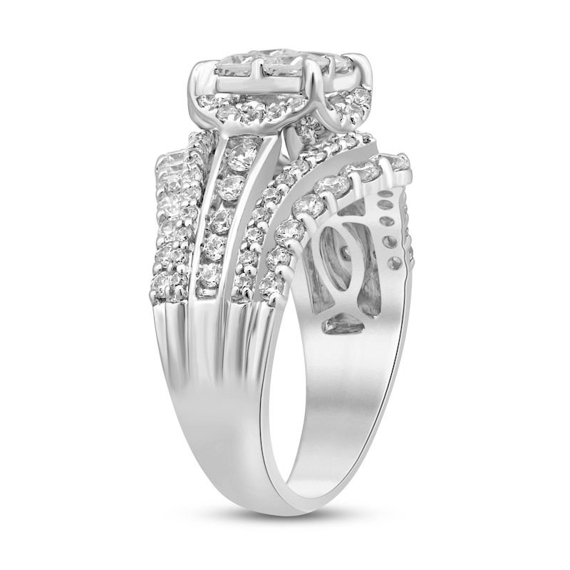 Multi-Diamond Engagement Ring Princess & Round 14K White Gold