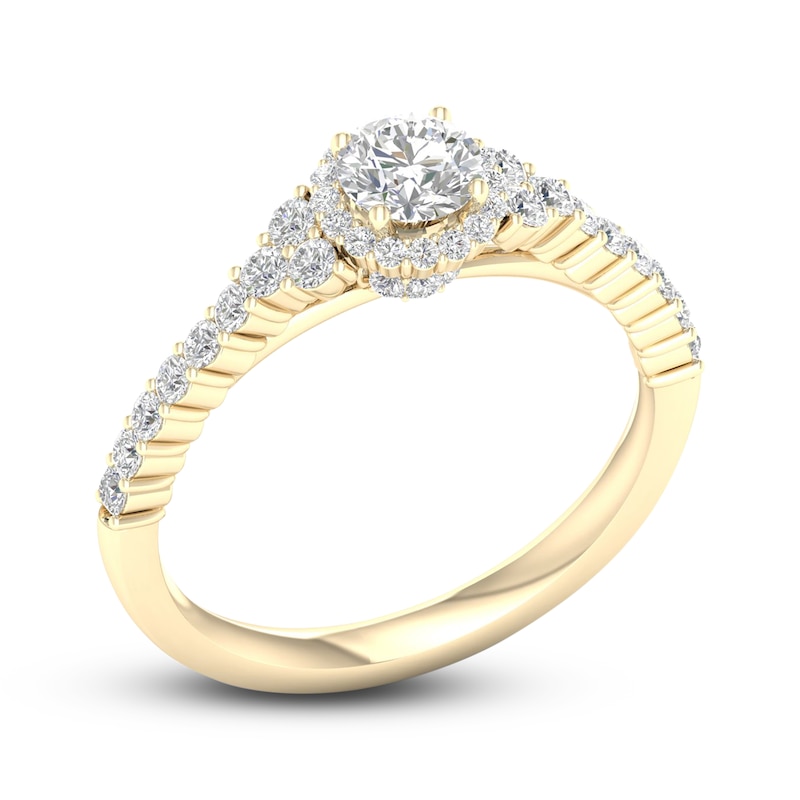 Diamond Engagement Ring 3/4 ct tw Round-cut 14K Yellow Gold