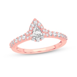 Now + Forever Diamond Engagement Ring 1/2 ct tw Pear & Round 14K Rose Gold