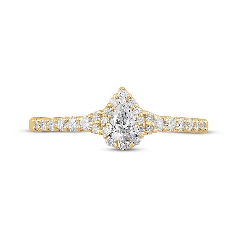 Diamond Engagement Ring 1/2 ct tw Pear & Round 14K Yellow Gold
