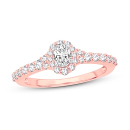 Now + Forever Diamond Engagement Ring 1/2 ct tw Oval & Round 14K Rose Gold