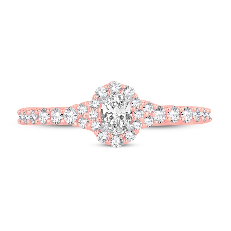 Main Image 3 of Now + Forever Diamond Engagement Ring 1/2 ct tw Oval & Round 14K Rose Gold