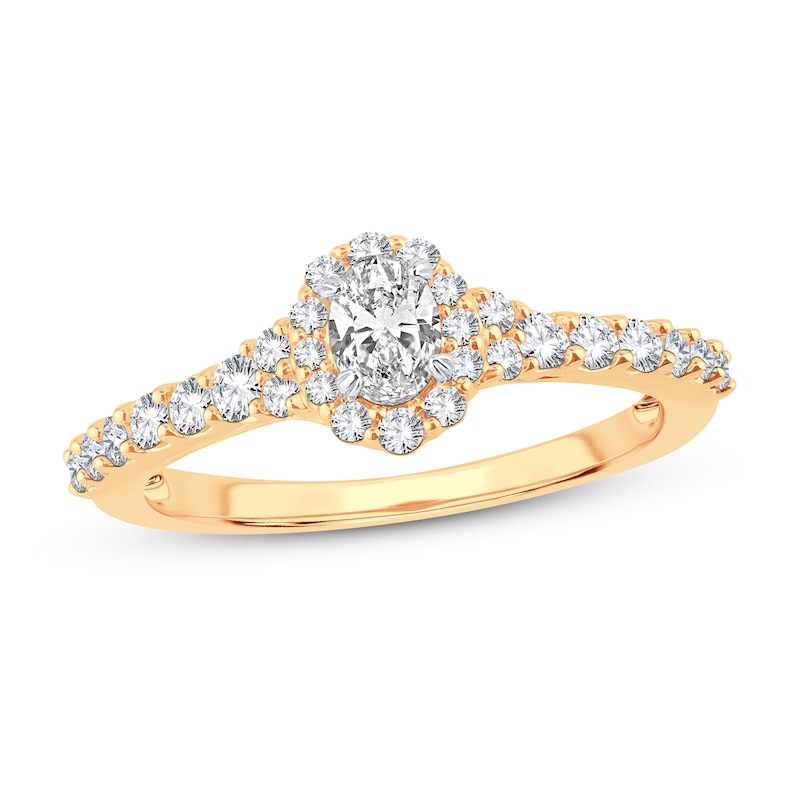 Main Image 1 of Now + Forever Diamond Engagement Ring 1/2 ct tw Oval & Round 14K Yellow Gold
