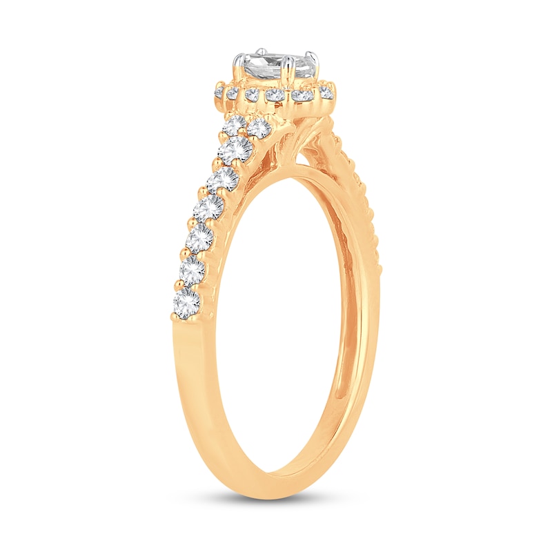 Diamond Engagement Ring 1/2 ct tw Oval & Round 14K Yellow Gold