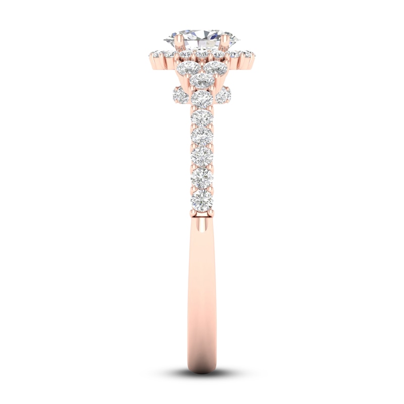 Diamond Engagement Ring 3/4 ct tw Oval & Round 14K Rose Gold | Kay