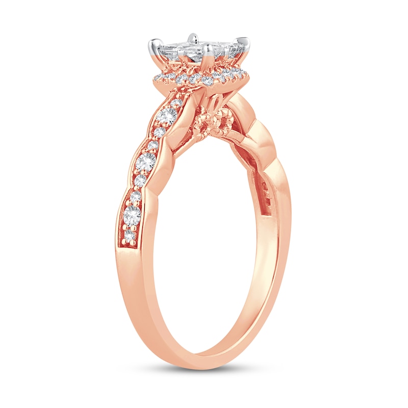 Main Image 2 of Now + Forever Multi-Diamond Engagement Ring 5/8 ct tw Princess & Round 14K Rose Gold