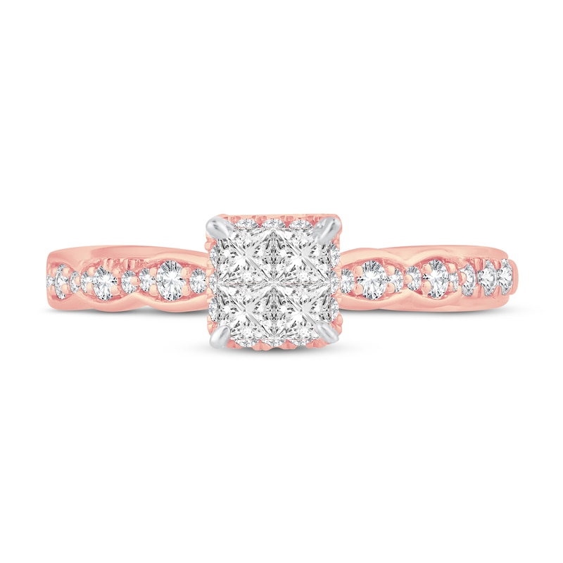 Main Image 3 of Now + Forever Multi-Diamond Engagement Ring 5/8 ct tw Princess & Round 14K Rose Gold