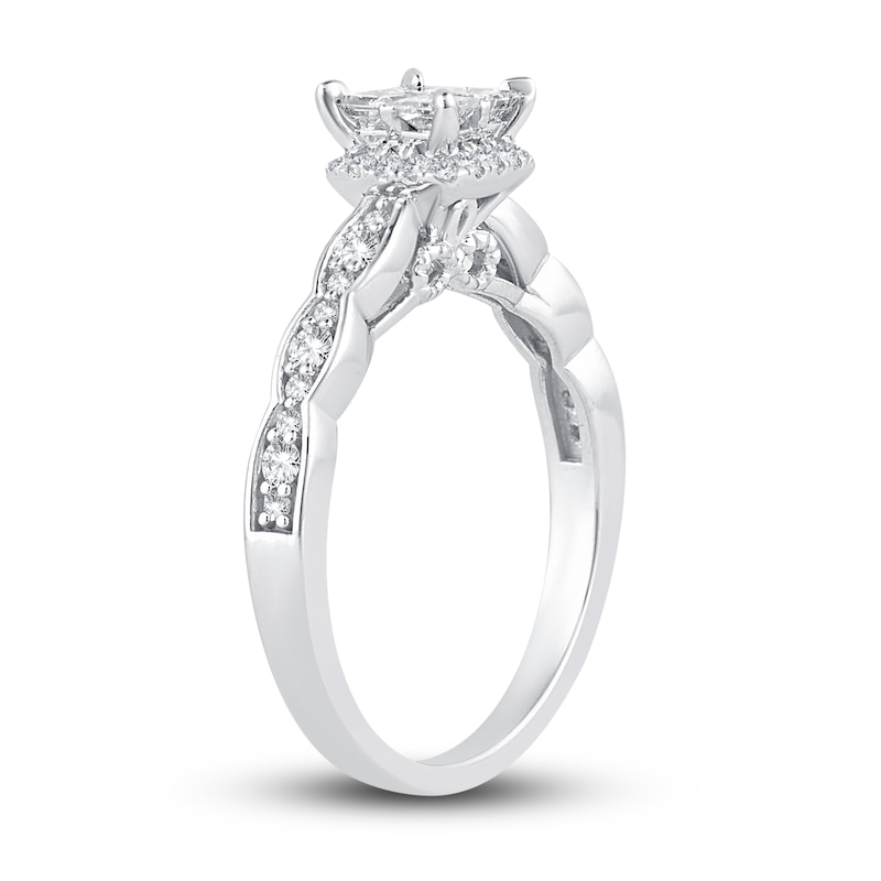 Multi-Diamond Engagement Ring 5/8 ct tw Princess & Round 14K White Gold
