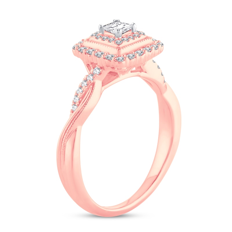 Main Image 2 of Now + Forever Diamond Engagement Ring 3/8 ct tw Princess & Round 14K Rose Gold