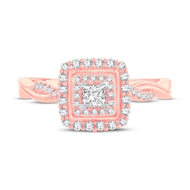 Diamond Engagement Ring 3/8 ct tw Princess & Round 14K Rose Gold