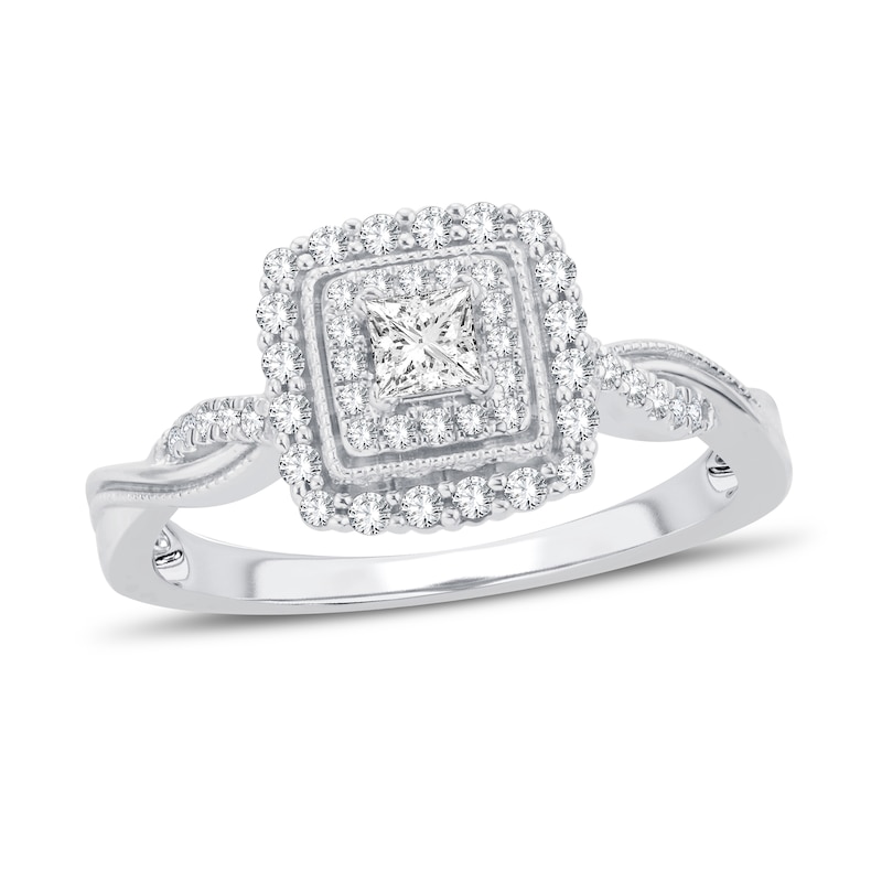 Main Image 1 of Now + Forever Diamond Engagement Ring 3/8 ct tw Princess & Round 14K White Gold