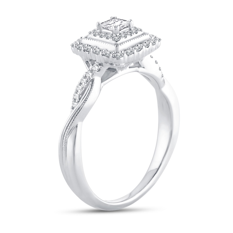 Main Image 2 of Now + Forever Diamond Engagement Ring 3/8 ct tw Princess & Round 14K White Gold