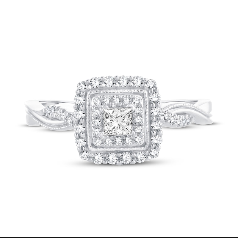 Diamond Engagement Ring 3/8 ct tw Princess & Round 14K White Gold