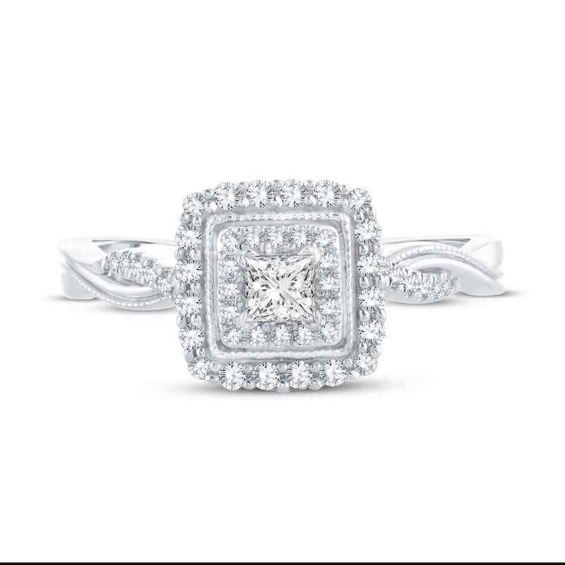 Main Image 3 of Now + Forever Diamond Engagement Ring 3/8 ct tw Princess & Round 14K White Gold