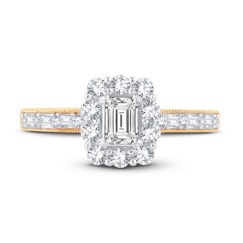 Main Image 3 of Now + Forever Diamond Engagement Ring 3/4 ct tw Emerald, Round, Baguette 14K Yellow Gold