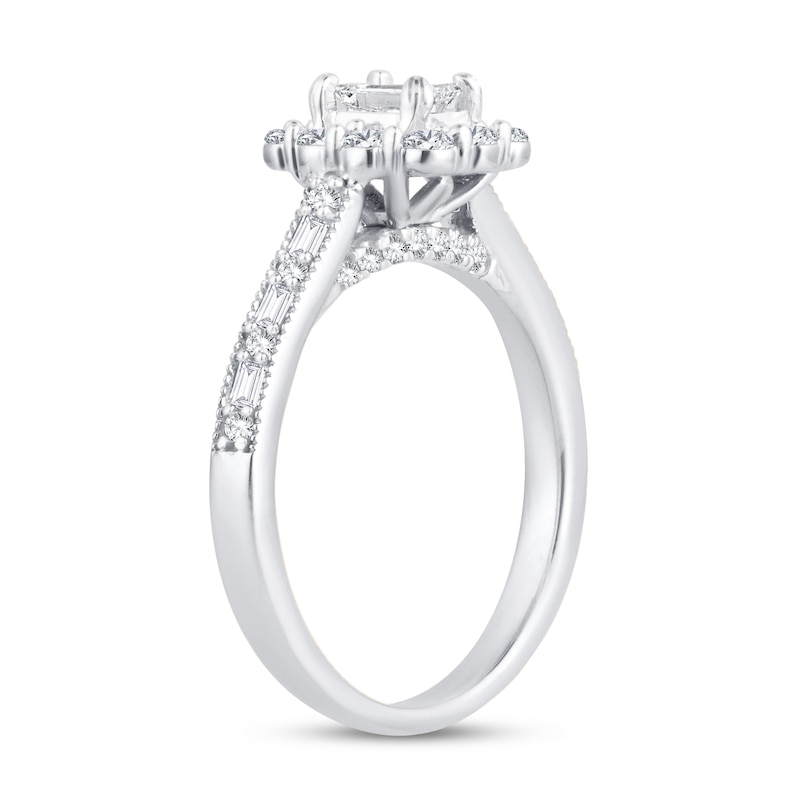 Main Image 2 of Now + Forever Diamond Engagement Ring 3/4 ct tw Emerald, Round, Baguette 14K White Gold