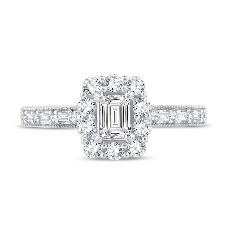 Main Image 3 of Now + Forever Diamond Engagement Ring 3/4 ct tw Emerald, Round, Baguette 14K White Gold