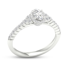 Now + Forever Diamond Engagement Ring 3/4 ct tw Oval & Round-Cut 14K White Gold