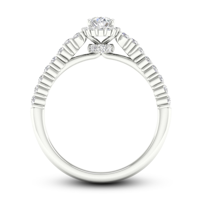 Diamond Engagement Ring 3/4 ct tw Oval & Round-Cut 14K White Gold