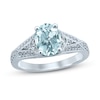 Thumbnail Image 0 of Oval Aquamarine Engagement Ring 1/4 ct tw Diamonds 14K White Gold