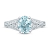 Thumbnail Image 2 of Oval Aquamarine Engagement Ring 1/4 ct tw Diamonds 14K White Gold