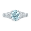 Thumbnail Image 3 of Now + Forever Oval Aquamarine Engagement Ring 1/4 ct tw Diamonds 14K White Gold