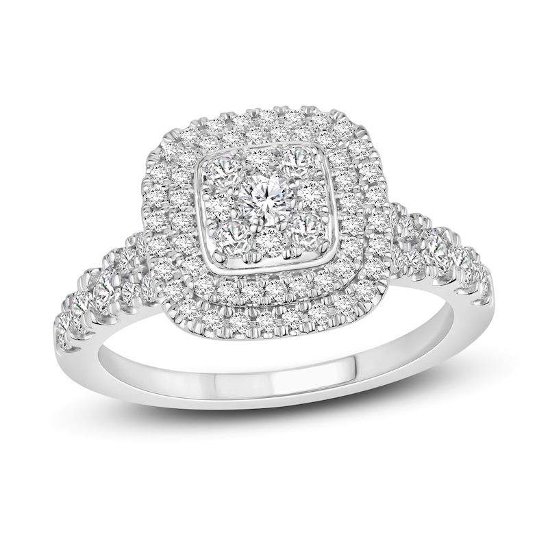 Multi-Diamond Engagement Ring 7/8 ct tw Round-cut 10K White Gold | Kay