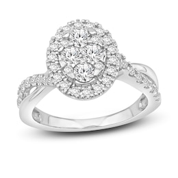 Now + Forever Multi-Diamond Engagement Ring 1 ct tw Round-cut 14K White Gold