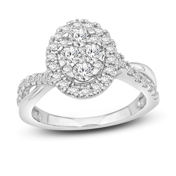 Now + Forever Multi-Diamond Engagement Ring 1 ct tw Round-cut 14K White Gold