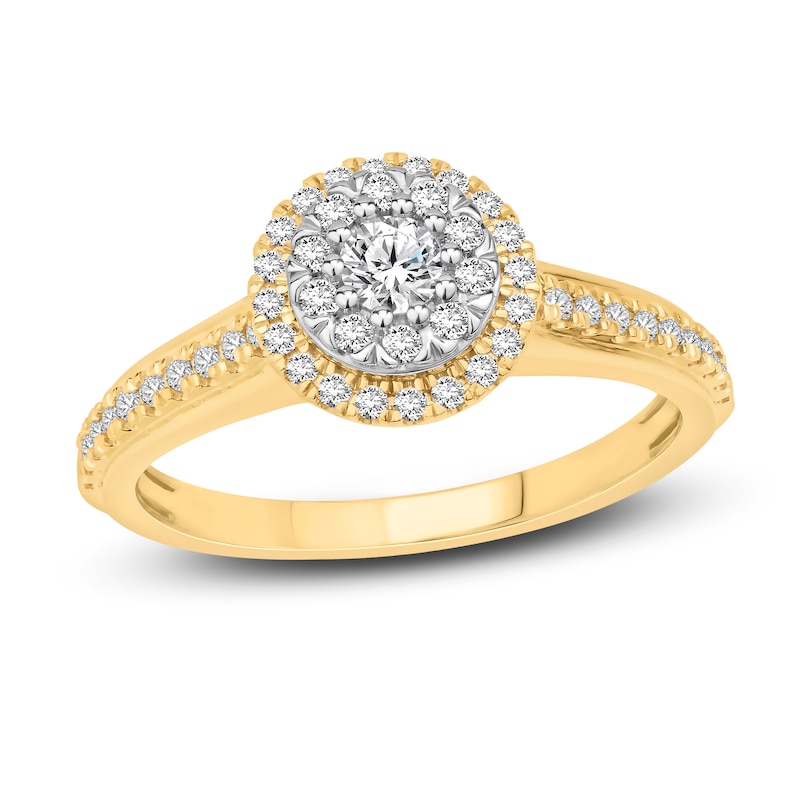 Multi-Diamond Engagement Ring 3/8 ct tw Round-cut 10K Two-Tone Gold