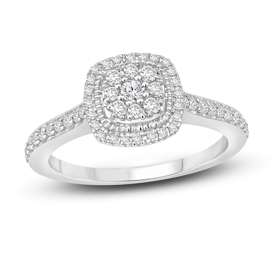 Now + Forever Multi-Diamond Engagement Ring 3/8 ct tw Round-cut 10K White Gold