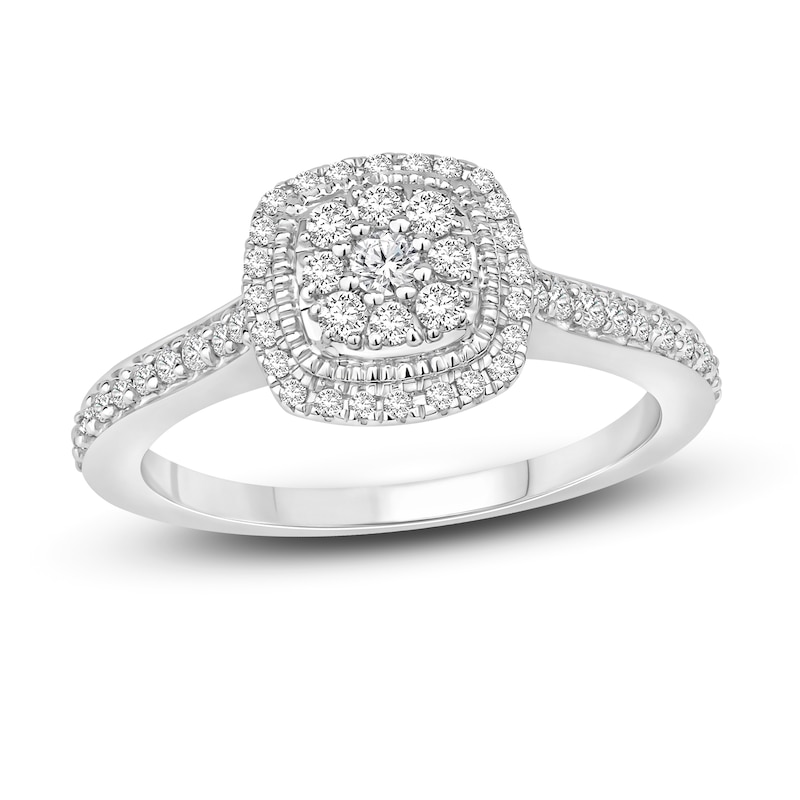 Multi-Diamond Engagement Ring 3/8 ct tw Round-cut 10K White Gold