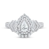 Diamond Engagement Ring 3/4 ct tw Pear & Round 14K White Gold
